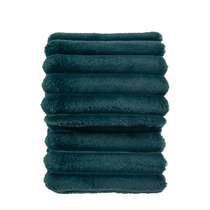 Ribbed Faux Fur Throw Teal 1300x1700mm