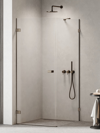 NZ2 Kabina prysznicowa OXIA GUNMETAL BRUSHED 1D L 70x70x200 szkło czyste 8mm Active Shield 2.0