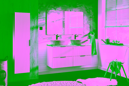 Zestaw meblowy 120cm z blatem, 2 umywalkami nablatowymi Anna, szafką wysoką i lustrem