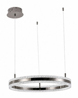 Lampa wisząca ARKADIA LED 60 cm - tytanowa z kryształowym pierścieniem