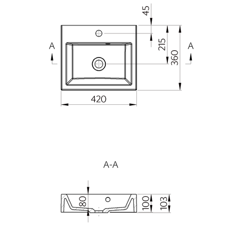ORINOKO umywalka kompozytowa 42x36cm, biały