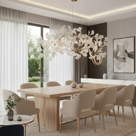 Lampa wisząca BOTANIKA WAVE 125 cm - złota, G9, regulowana, designerska