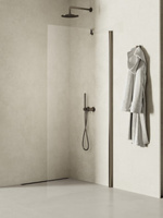 NZ2 Kabina prysznicowa NEW SOLEO GUNMETAL BRUSHED walk-in U 70x195 szkło czyste 6mm Active Shield 2.0