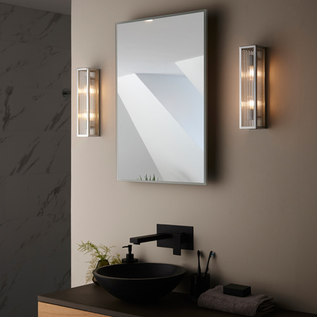 Newham Bathroom 2 Wall Light Chrome/Clear Ribbed