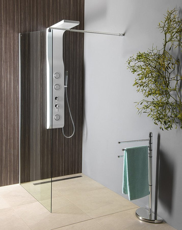 WALK-IN ścianka prysznicowa do montażu do ściany ze wspornikem, 1200x1900mm, szkło czyste
