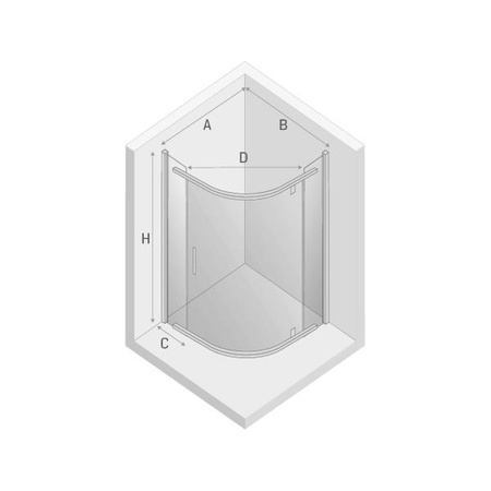 KABINA NEW KOMFORT PÓŁOKRĄGŁA U 80x80x195 CZYSTE 6mm ACTIVE SHIELD