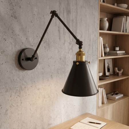 LAMPA ŚCIENNA KINKIET LOFTOWY CZARNY RUBI W2
