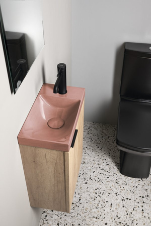 AGOS umywalka betonowa, 40x22cm, lewa/prawa, różowy połysk