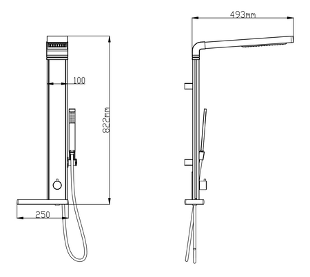 ROME zestaw prysznicowy z podłączeniem do baterii, wysokość 822cm, chrom