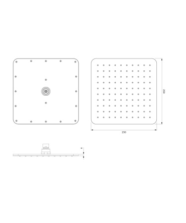 SLIMLINE deszczownica, 25 x 25 cm, czarny mat
