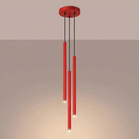 Lampa wisząca PASTELO 3P czerwona