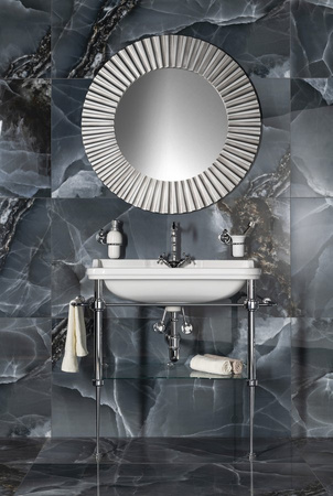 WALDORF podpora umywalki 80cm z półką szklaną, chrom