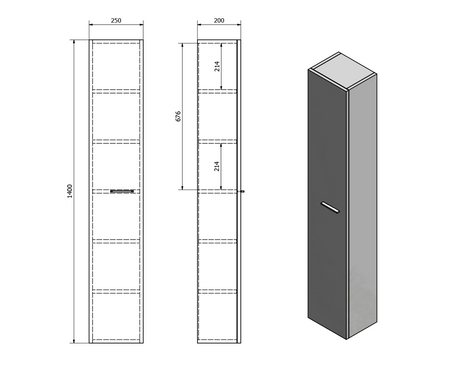 ZOJA/KERAMIA FRESH szafka wysoka 25x140x20cm, biała