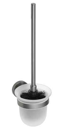 X-ROUND GUN METAL wisząca szczotka do WC, szkło mleczne, gun metal