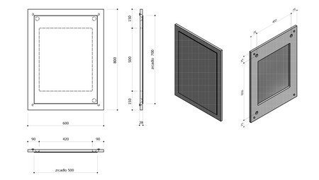 NIROX lustro w ramie 60x80cm, dąb Alabama