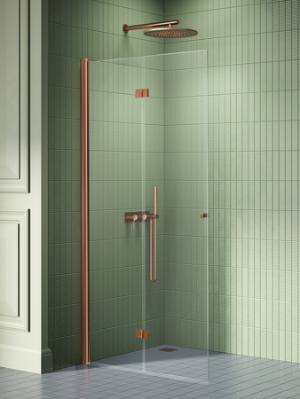 NZ2 Kabina prysznicowa NEW SOLEO COPPER BRUSHED walk-in L 70x195 szkło czyste 6mm Active Shield 2.0