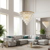 Lampa wisząca SPLENDORE 100 cm - żyrandol złoto-kryształowy