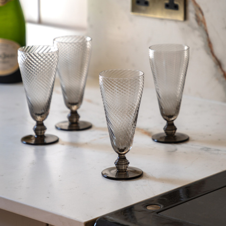 Swirl Flute Glass Smoked Grey (4pk) 72x72x166mm
