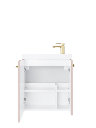 Szafka łazienkowa wisząca z umywalką 55 cm rose mat uchwyt złoty NOOK 010-SU55-09+TR41366