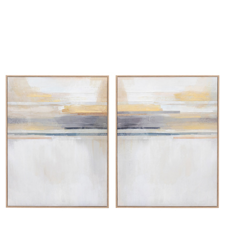 Obraz w ramie „Modern Sunset” – naturalny, 70 × 3 × 90 cm, zestaw 2 szt.