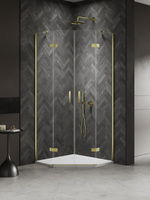 Kabina NESTA LIGHT GOLD 2D pięciokątna asymetryczna  100x80x200 czyste 6mm Active Shield 2.0