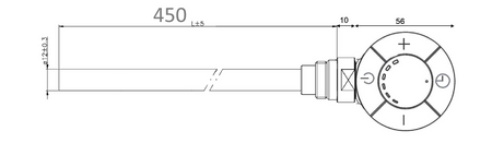 Grzałka z termostatem, kabel prosty, 500 W, Chorm