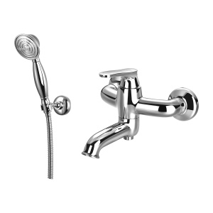 ART DECO bateria wannowa z zestawem prysznicowym, chrom połysk