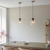 Travi Ribbed 1 Pendant Light Brown Emperador Mrble