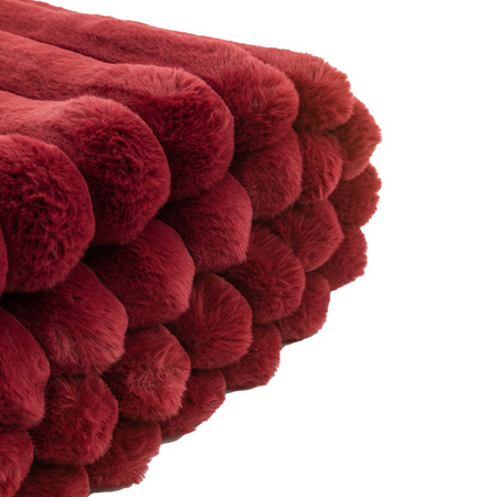 Pled ze sztucznego futra Ribbed – morwowy, 130 × 170 cm