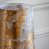 Marbled Hurricane Large Gold White Candle Holder