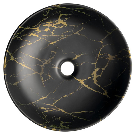 RONDANE umywalka ceramiczna nablatowa, średnica 41cm, marmur portoro