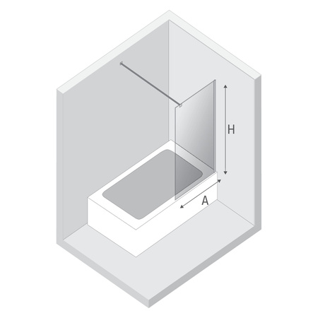 NZ4 Parawan nawannowy NESTA COPPER BRUSHED stały U 100x140 szkło czyste 8mm Active Shield 2.0 - wsp. równoległy