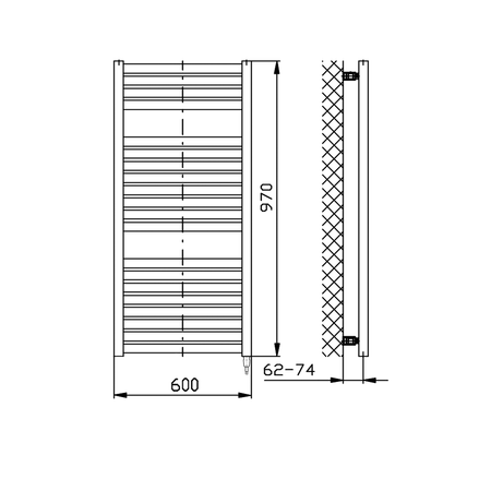 TONDI-E grzejnik elektryczny 600x970 mm, 400 W, czarny mat