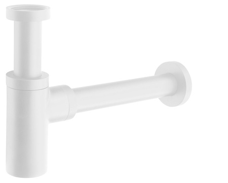 Syfon umywalkowy 5/4", odpływ 32mm, okrągły, biały mat