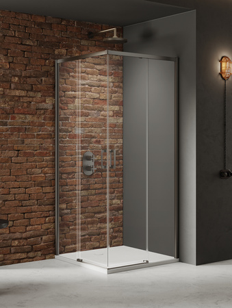 NZ4 Kabina prysznicowa PRIME GUNMETAL BRUSHED 2D kwadratowa 70x70x200 szkło czyste 6mm Active Shield 2.0