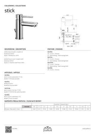 Bateria umywalkowa stojąca-Paffoni/kolekcja Stick