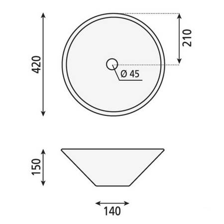 COMILLAS umywalka ceramiczna nablatowa 42x15 cm, biała