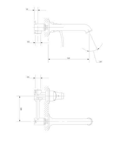 ART DECO bateria umywalkowa podtynkowa, miedź antyczna szczotkowana