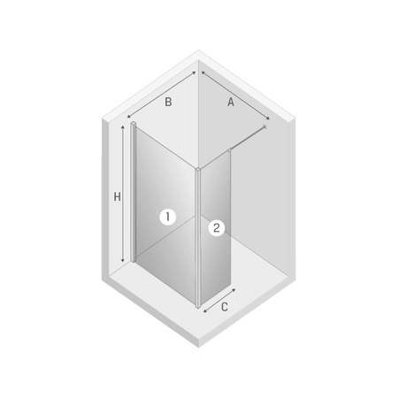 KABINA NEW MODUS WHITE WALK-IN U 100x200 CZYSTE 8mm ACTIVE SHIELD