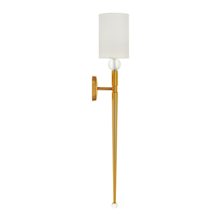 Lampa ścienna DAMA 92 cm-  złoty kinkiet z białym abażurem