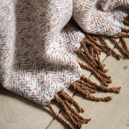 Herringbone Faux Mohair Throw Tan 1300x1800mm