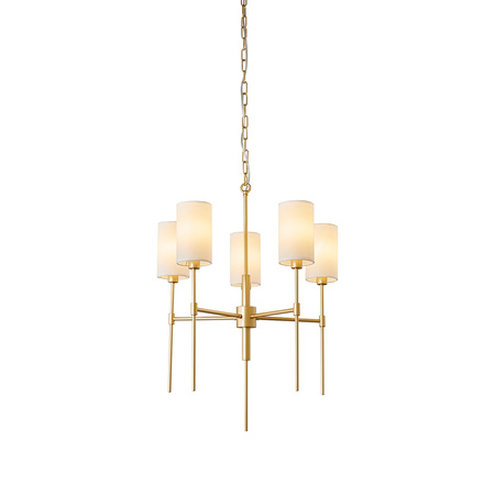 Lampa wisząca DARLING 60 cm - żyrandol złoty z białym abażurem