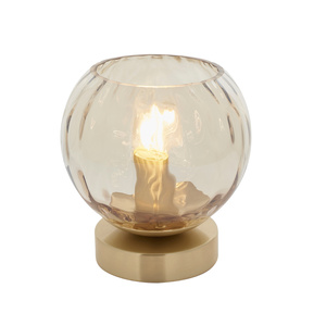Lampa stołowa Dimple – szczotkowany mosiądz / szampański, 14,5 × 14,5 × 15,6 cm