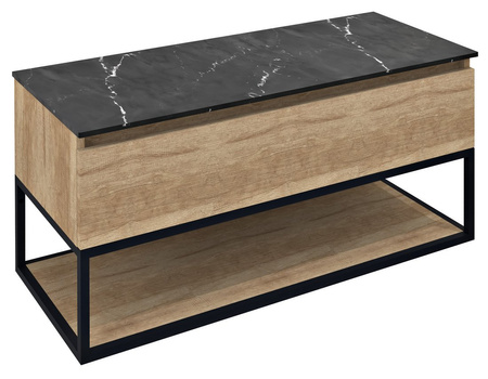 SKARA pod umywalkę 100x50x45cm, czarny mat/dąb alabama