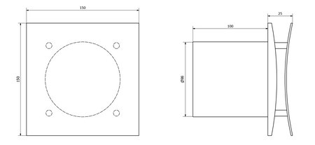 EIRA łazienkowy wentylator osiowy z wyłącznikiem czasowym, 15W, wylot 100mm, czarny