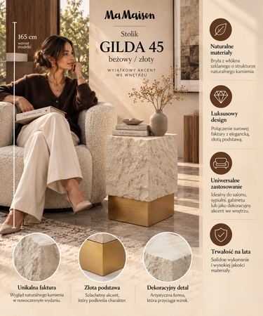 MaMaison stolik GILDA 45 beżowy / złoty