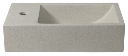 CREST L umywalka betonowa z korkiem, 40x22cm, biały piaskowiec