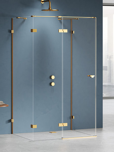 Kabina prysznicowa EVENTA GOLD BRUSHED 1D kwadratowa przyścienna L 80x80x200 szkło czyste 8mm Active Shield 2.0