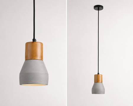 Lampa wisząca CONCRETE  12 cm- szary beton, drewno