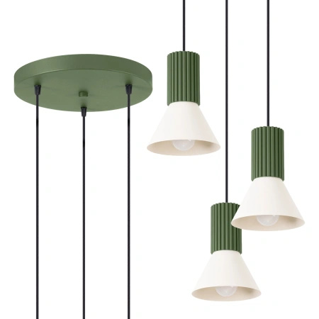 Lampa wisząca ESTRIA 3P beżowa/zielona oliwka